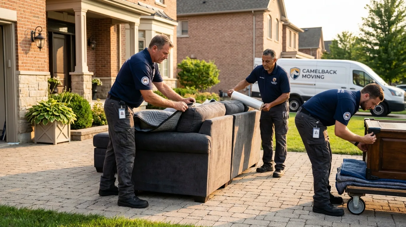 Large estate moving crew wrapping furniture in Venice, FL