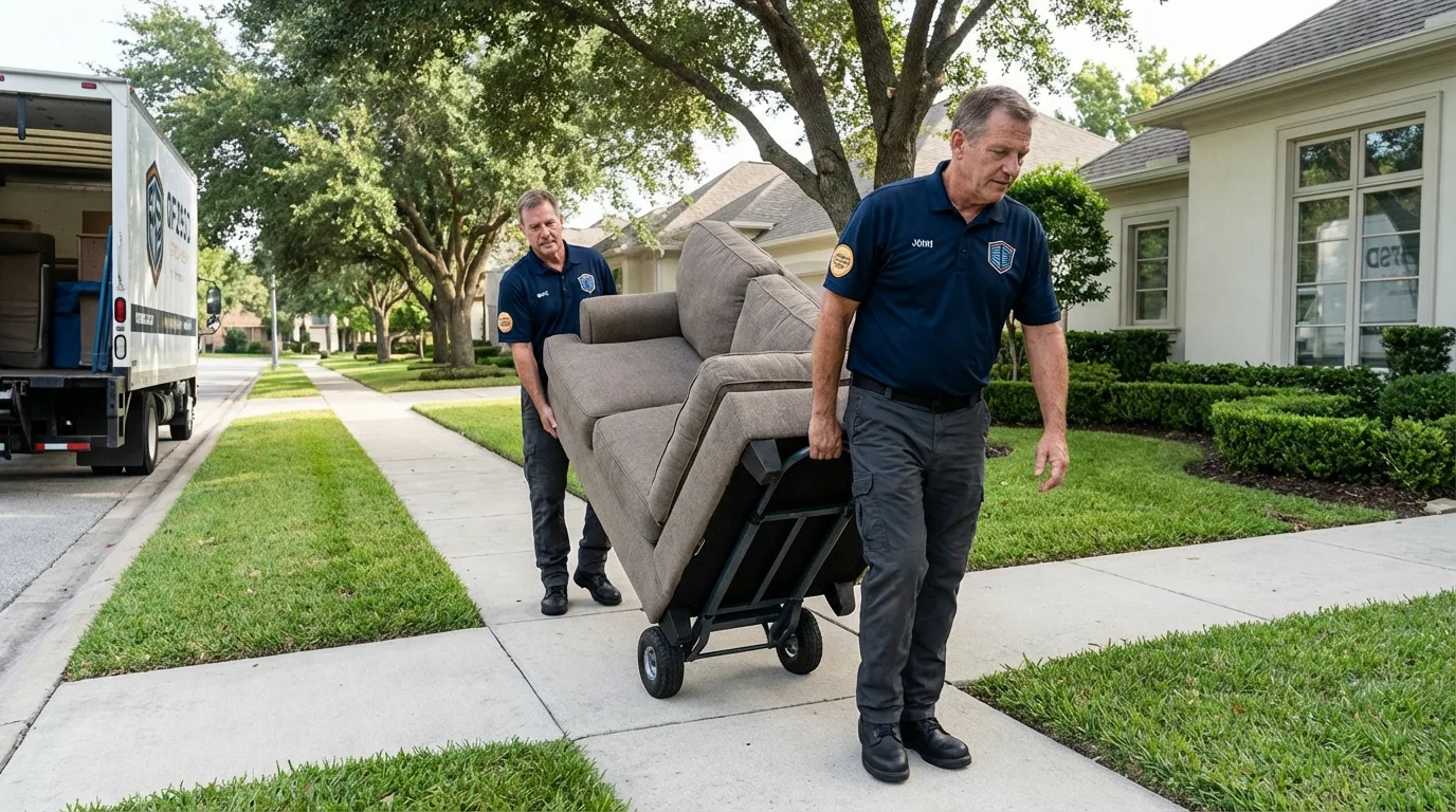 Local residential moving crew loading furniture in Venice, FL