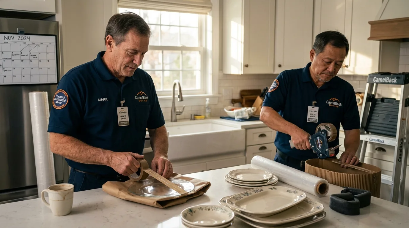 Professional crew packing kitchen dishware in Venice, FL